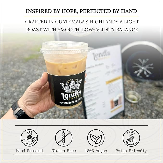 Leiva’s Ground Light Roast Coffee, Roasted to Order, Small Batch Guatemalan Beans – Finca La Esperanza Single Origin Coffee Ground w/Vanilla, Cinnamon & Chocolate Notes - Low Acidity Roast
