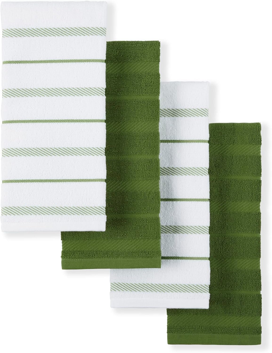 KitchenAid Albany Kitchen Towel 4-Pack Set, Milkshake Tan/White, 16"x26"