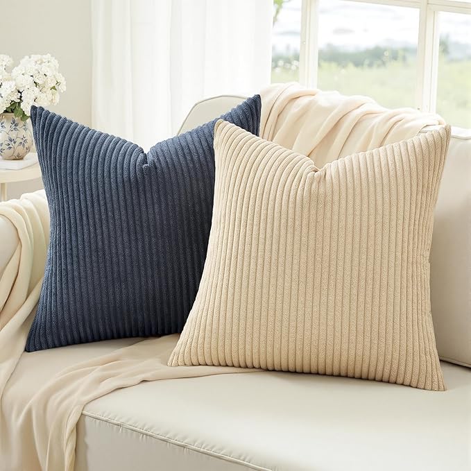 Topfinel Boho Couch Throw Pillows Pack of 4 Decorative 16x16 Inch Velvet Pillow Covers Blue and Yellow Farmhouse for Bed Accent Modern Pillowcase Sofa Livingroom Home Decor