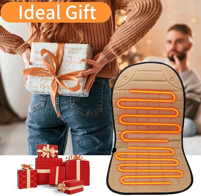 2-Pack Seat Cushion - Comfortable Winter Seat Cushion with Adjustable Buckle for Full Back and Seat (Khaki)