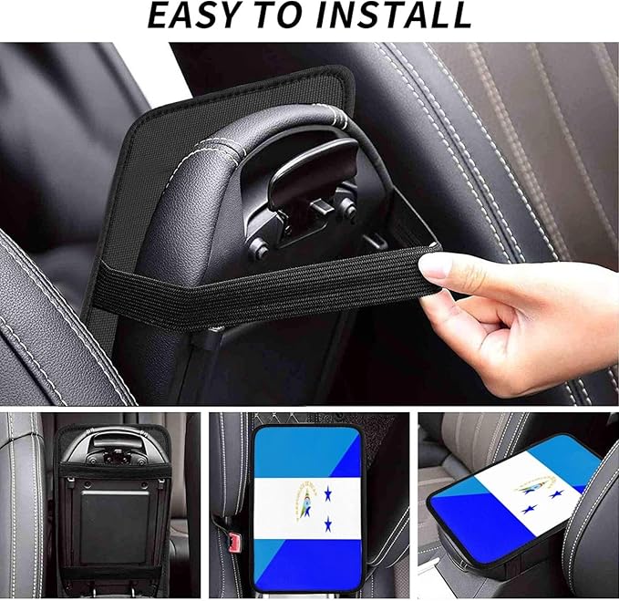 Nicaragua Honduras Flag Car Center Console Cover, Universal Waterproof Armrest Pad, Soft Comfort Cushion & Scratch-Resistant Protector for Cars, SUVs and Trucks