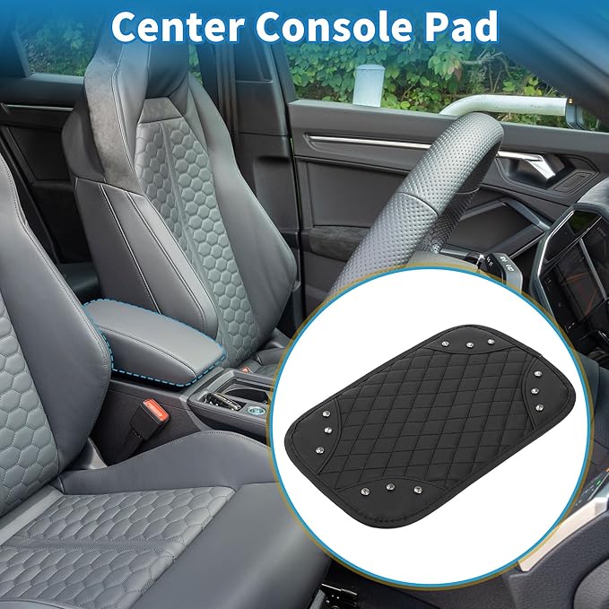 Car Armrest Cushion Pad Non-slip 12.20"x7.87" Seat Box Cover Protector PU Black Center Console Lid