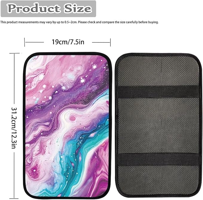Purple Marble Print Car Center Console Armrest Cover Pad Comfy Soft Armrest Cover Pad Purple Marble Automotive Accessories Decoration for Truck Sedan SUV