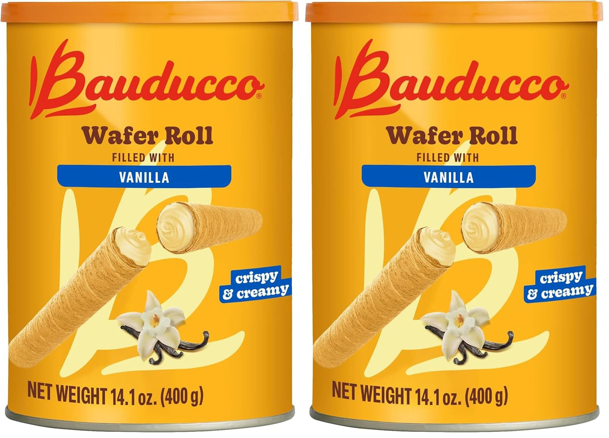 Bauducco Wafer Rolls, Crispy Chocolate Wafer Rolls Filled with Creamy Hazelnut, 14.1 oz (Pack of 1)