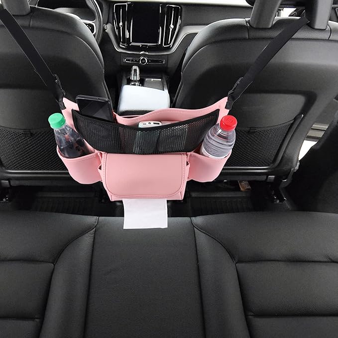 X AUTOHAUX Car Large Capacity Seat Organizer Backseat Multi Pockets Purse Storage Universal Fit for Car Truck SUV 37x25cm Pink