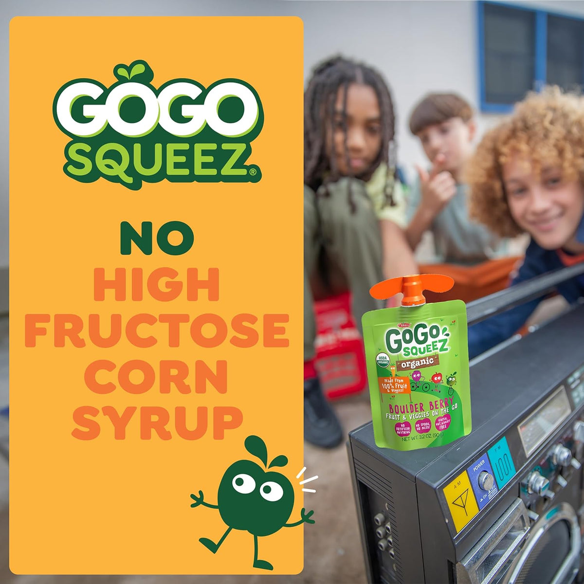 GoGo squeeZ No Sugar Added Organic Fruit & veggieZ Applesauce and Puree Variety Pack, Pedal Peach and Boulder Berry, 3.2 oz Pouches (Pack of 12), Fruit Snacks for Kids, Gluten Free, Nut Free, Recloseable Cap, BPA Free