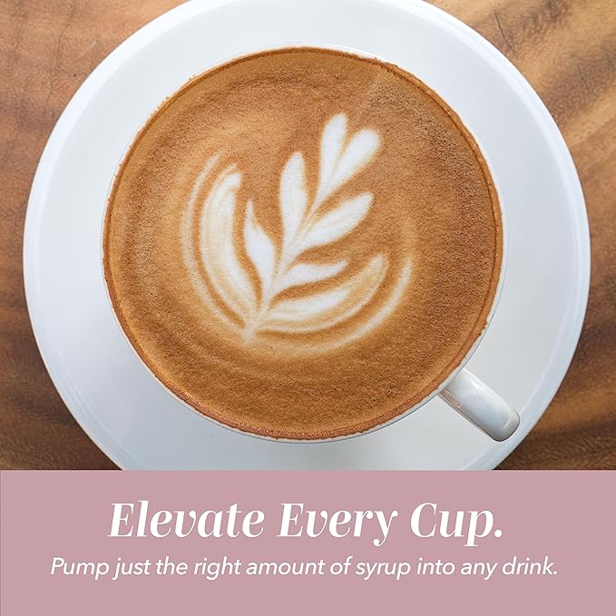 COOK WITH COLOR Glass Coffee Syrup Dispenser with Pump- Set of 2 Syrup Bottles for Coffee Bar, Decorative 350 ML Bottle with Ceramic Holder, Funnel, Labels and Extra Pumps, Pink