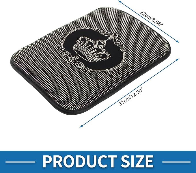Car Armrest Cushion Pad Non-slip 12.20"x8.66" Suede Black Center Console Lid