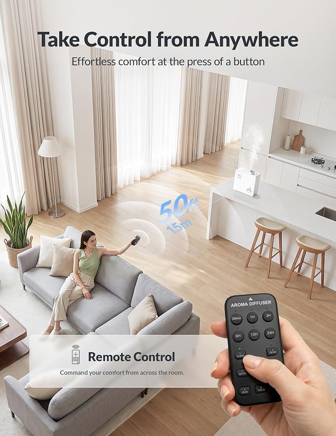 2026 Upgraded 3500 Sq.Ft HVAC Scent Diffuser for Home, Smart Whole House Scent System with App & Remote Control, Hotel Collection Waterless Diffuser for Large Room, Cold Air Tech, 600mL, White