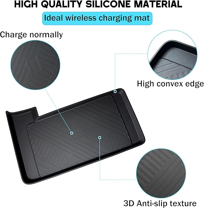 Wireless Charging Mat for 2025 2026 Toyota Camry Accessories Black Silicone Protective Pad Anti-Slip Center Console Phone Charger Pad Liners Anti-Scratch Heat Insulation Interior Decoration