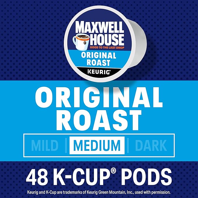 Maxwell House Original Roast Medium Roast K-Cup Coffee Pods, 48 ct Box