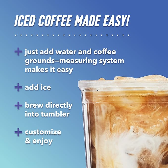 Mr. Coffee Iced Coffee Maker, Single Serve Machine with 22-Ounce Tumbler and Reusable Coffee Filter, Black