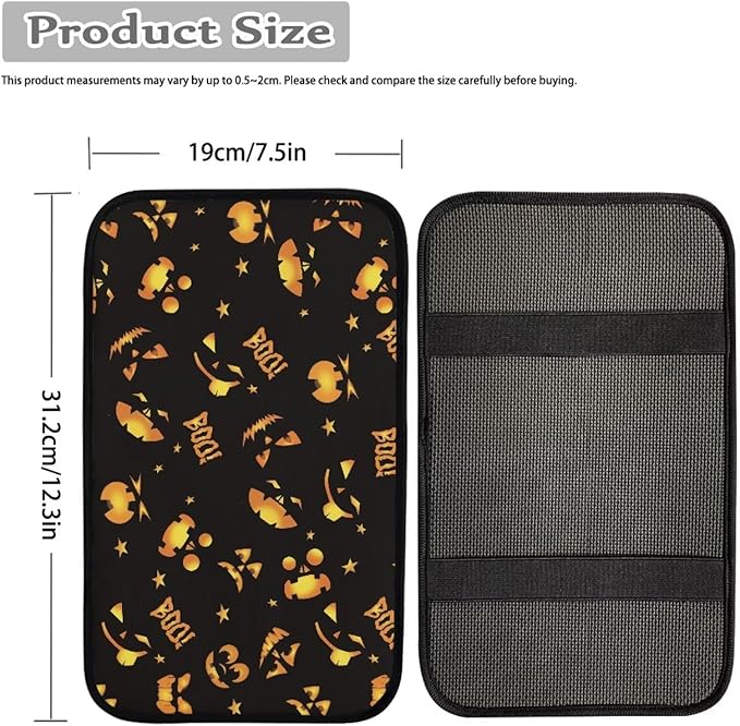 Mintutlipy Halloween Pumpkin Lantern Car Armrest Cushion Protector for Women Men Universal Automotive Center Console Cover Sweat Proof Dust Proof