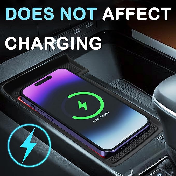 Wireless Charging Mat for 2025 2026 Toyota Camry Accessories Silicone Protective Pad Anti-Slip Center Console Phone Charger Pad Liners Anti-Scratch Heat Insulation Interior Decoration, Red