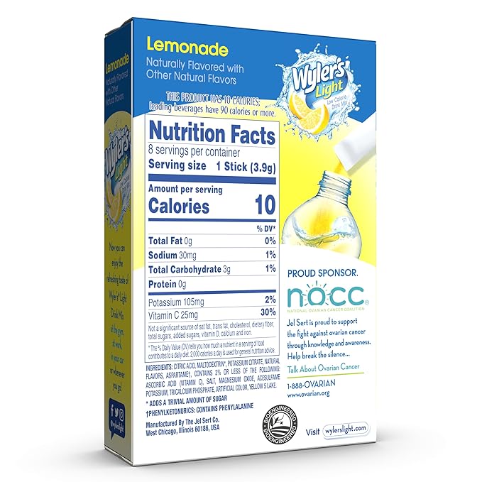 Wyler's Light Singles To Go Powder Packets, Water Drink Mix, Lemonade, 12 Boxes, 8 Servings per Box, 96 Total Servings