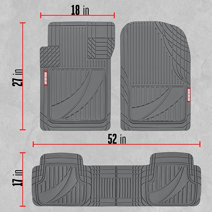 Motor Trend FlexTough Advanced Gray Rubber Car Floor Mats with Cargo Liner Full Set - Front & Rear Combo Trim to Fit Floor Mats for Cars Van SUV, All Weather Automotive Floor Liners