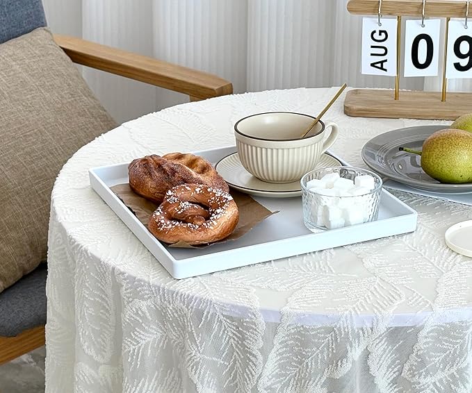 White Square Tray 11 Inch - 3 Pack Plastic Serving Tray, Multi-Purpose Decorative Tray for Bathroom Countertop, Dresser, Ottoman & Coffee Table, Vanity Tray for Jewelry & Makeup, White
