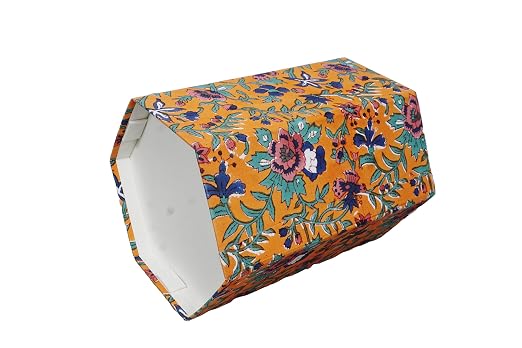 Generic 3.3 Gallon Cotton Hand Block Printed Paper Waste Basket |Small Decorative Trash Can for Housewarming Gifts in Living Room, Bedroom, Bathroom | Eco-Friendly, Plastic-Free (1, ORE.GREEN)