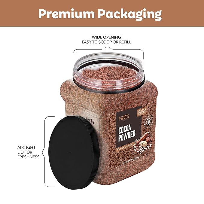 Roots Circle Unsweetened Cocoa Powder | Rich Dark Chocolate Flavor, Perfect for Baking, Smoothies, and Hot Cocoa | Premium Quality, Easy Mixing, Gluten-Free, Kosher | Bulk 2 Pack of 14oz
