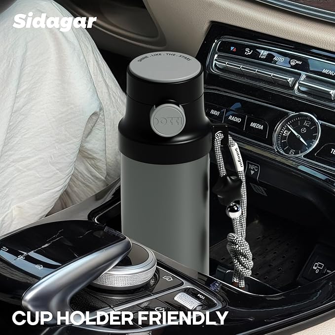 18 oz Insulated Water Bottle, Stainless Steel Travel Mug with Lid, Double Wall Vacuum Sports Water Bottle, BPA Free, Leak-Proof, Fits in Car Cup Holder, Great for Men Kid School, Black