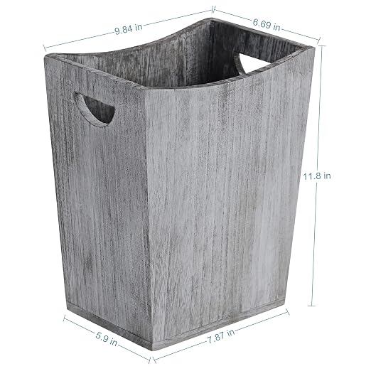 ETELI Waste Basket Small Wooden Office Trash Can Rustic Wood Garbage Can with Double Handles for Bedroom Bathroom Office Living Room