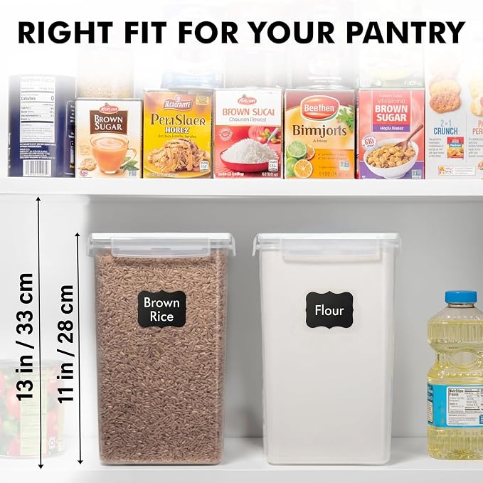 WHITE FEATHER SUPPLIES 2 PC [7 Qt / 6.5L / 220 Oz] Large Food Storage Containers with Lids Airtight - BPA Free Clear Plastic Kitchen and Pantry Storage Containers for Cereal, Flour, Sugar, Rice