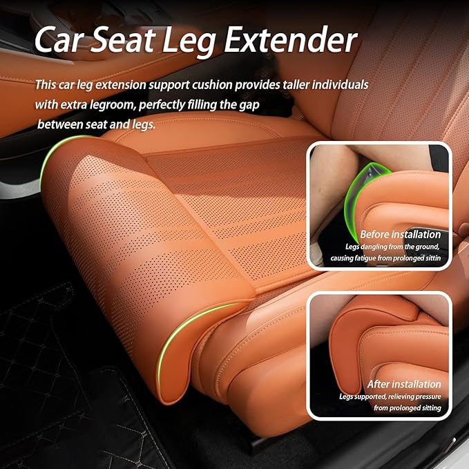 Car Seat Extender Cushion for Honda Pilot 2002-2020 2021 2022 2023 2024 2025 2026, Leather Leg Extender Cushion for Car Seats Office Chairs, Car Seat Extender Pad Leg Support,A Black