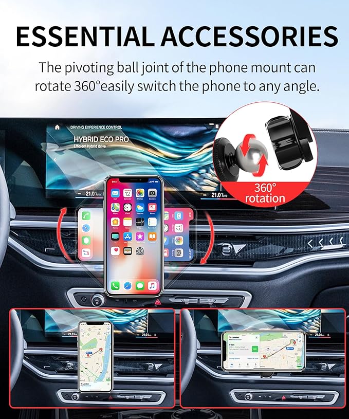 Car Phone Holder for 2025-2026 BMW X3X3M/2024-2025 X5X5M/X6/X6M/2023-2026 X7/X7M Accessories, 360° Rotation Phone Mount Compatible with MagSafe, Cell Phone Holder Does Not Affect Air Vent