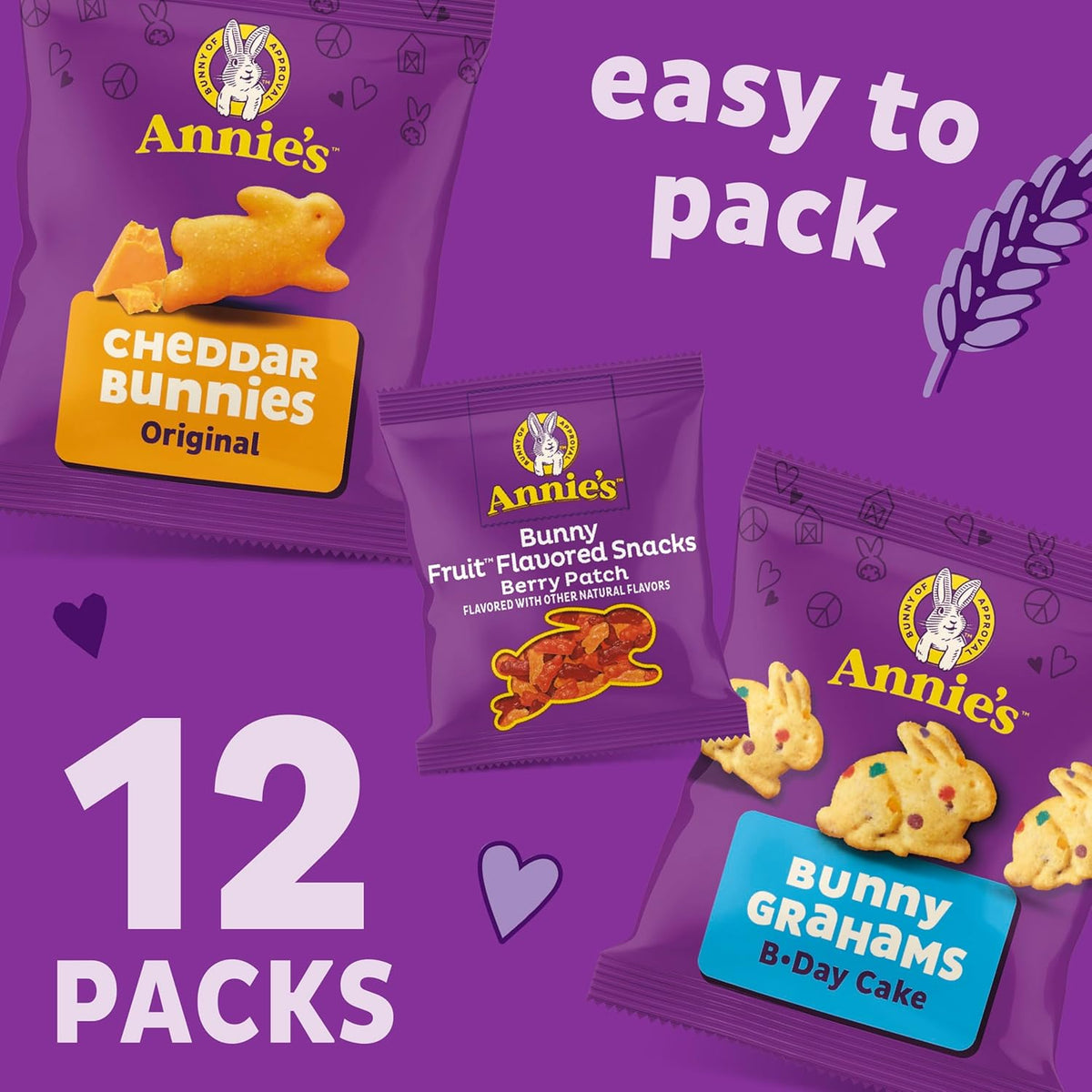Annie's Sweet and Salty Snack Variety Pack, Cheddar Bunnies, Bunny Grahams and Bunny Fruit Flavored Snacks, Organic Kids Snacks, 12 Pouches, 10.8 oz