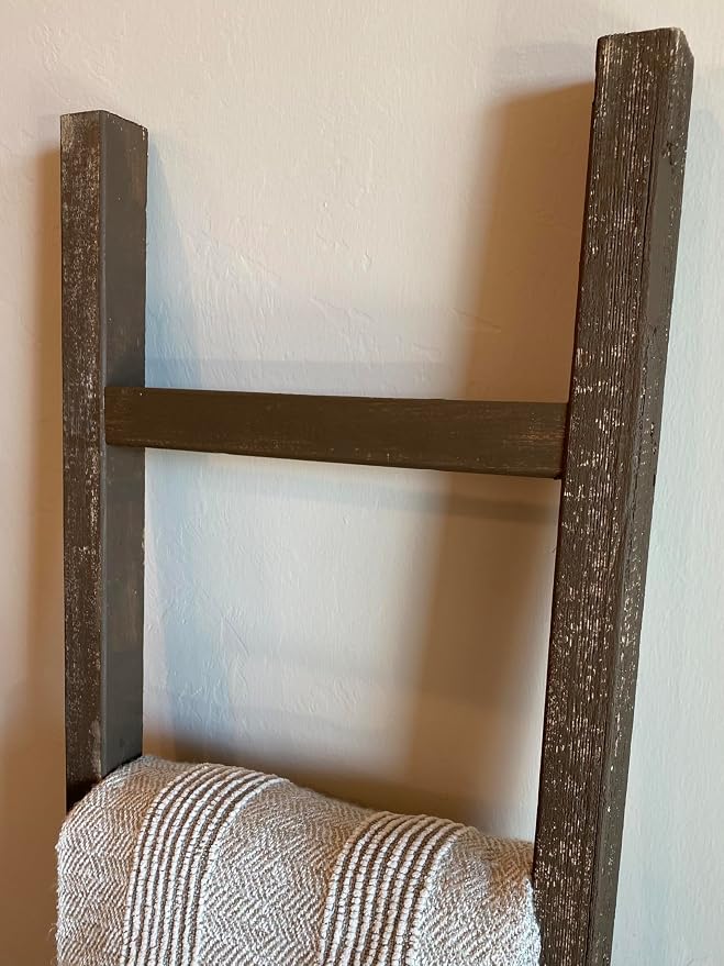 BARNWOODUSA Rustic Farmhouse Decorative Ladder - Our 47 inch Ladder can be Mounted Horizontally or Vertically and is Crafted from Reused Wood No Assembly Required Brown