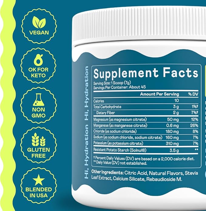 Hi-Lyte Gut Health Electrolyte Powder, Daily Hydration Supplement & Crave Killer, Pineapple Coconut, 45 Servings, Low Carb, Sugar-Free, Keto & Vegan | Plus Prebiotic Fiber for Digestive Wellness