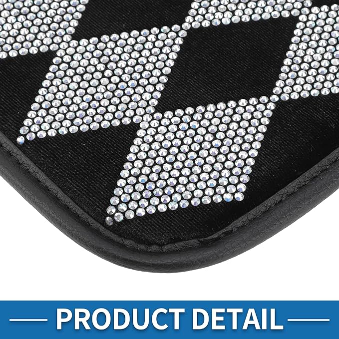 Car Armrest Cushion Pad Non-slip 11.42"x7.68" Rhinestone,Flannel White,Black Center Console Lid