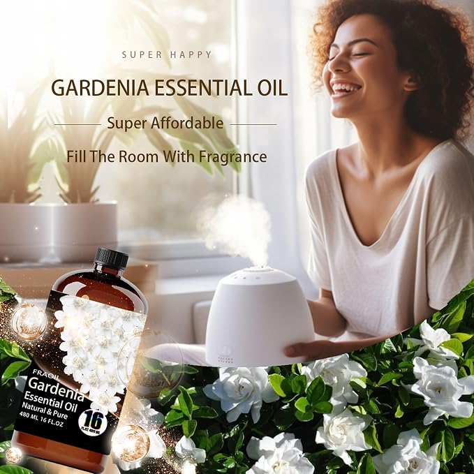 Gardenia Essential Oil, Gardenia Oil 16 Fl Oz 480 ML for Diffuser Humidifier Yoga Cleaning DIY Candle Soap Making Perfume Gift for Women Essential Oils FRAOIL (Gardenia 16 Fl Oz (Pack of 1))