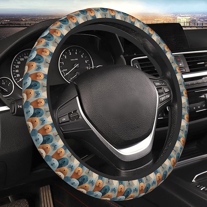 Car Steering Wheel Cover 15 Inch Leather Breathable Universal Auto Steering Wheel Protector Fit Auto Suvs Van Truck - Playful Walrus Wonders 2
