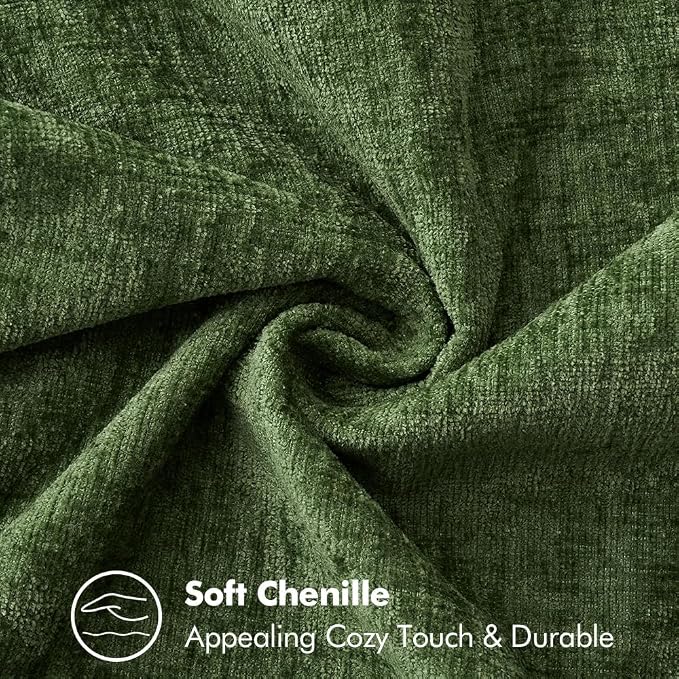 MIULEE Pack of 2 Couch Pillow Covers 18x18 Inch Moss Green Farmhouse Decorative Throw Pillow Covers with Stitched Edge Soft Chenille Solid Dyed Pillow Covers for Sofa Bed Living Room, Forest Green