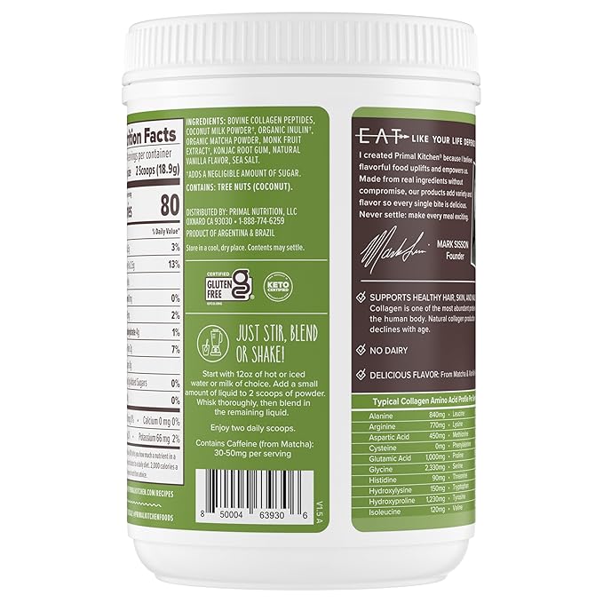 Primal Kitchen Latte Matcha Collagen, 9.33 oz