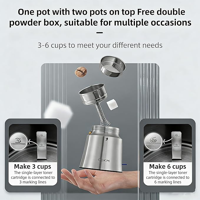 Fully automatic mocha coffee pot,moka pot stainless steel,One-touch Electric Coffee Maker,3-6 Cups 350ml espresso machine, Anti-scalding, Automatic power-off,Gift Idea,Safety