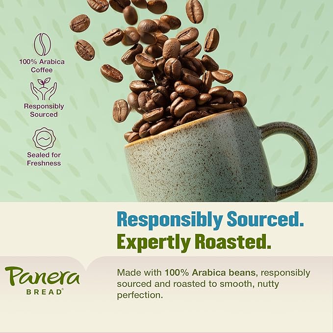 Panera Madagascar Vanilla Ground Coffee - Light Roast, Natural Vanilla Flavor - 100% Arabica, No Artificial Ingredients - Bakery-Cafe Quality - 12oz Bag, Pack of 6 (72oz Total)