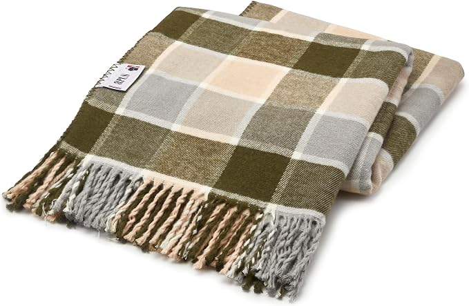 Arus Acrylic Highlands Collection Queen Size Tartan Plaid Design Throw Blanket Green Plaid, 60x80 inches