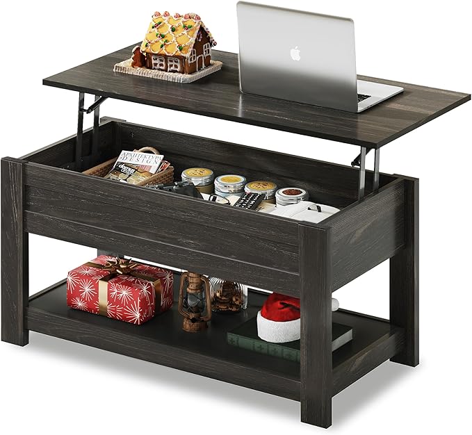 WLIVE Coffee Table, 39" Lift Top Coffee Table with Hidden Compartment and Storage Shelf for Living Room, Espresso