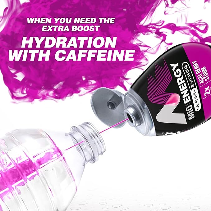 MiO Energy Acai Berry Storm Naturally Flavored with other natural flavors Liquid Water Enhancer Drink Mix with Caffeine & B Vitamins with 2X More (3.24 fl. oz. Bottle) (Pack of 4)