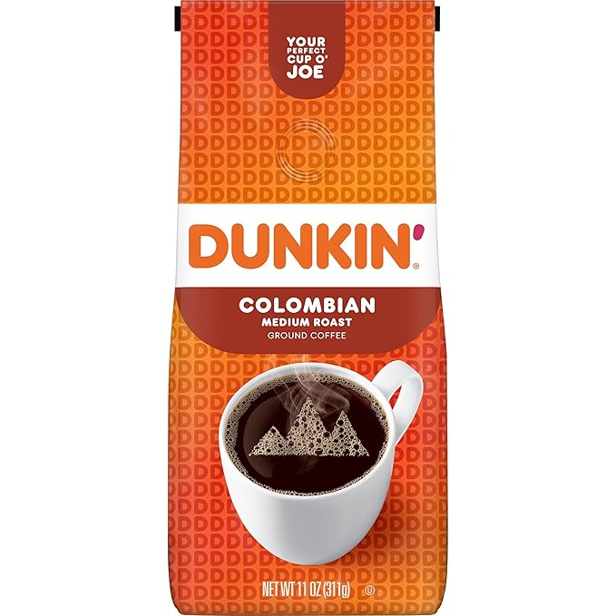 Dunkin' 100% Colombian Medium Roast Ground Coffee, 11 Ounces