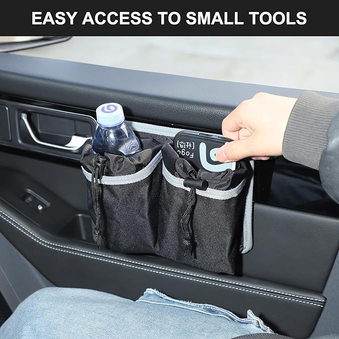 Car Water Cup Storage Bag Compatible with INEOS Grenadier 2020-2026, Co-Pilot Cup Holder Hanging Multi-Function Storage Bag Organizer Tray Interior Accessories (Gray)