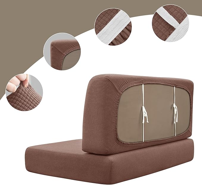 Stretch Rv Dinette Cushion Set, Booth Seats with 1 Backrest & 1 Bench Cover, 38 in Camper Dinette Booth Set,2 Set-Light Coffee