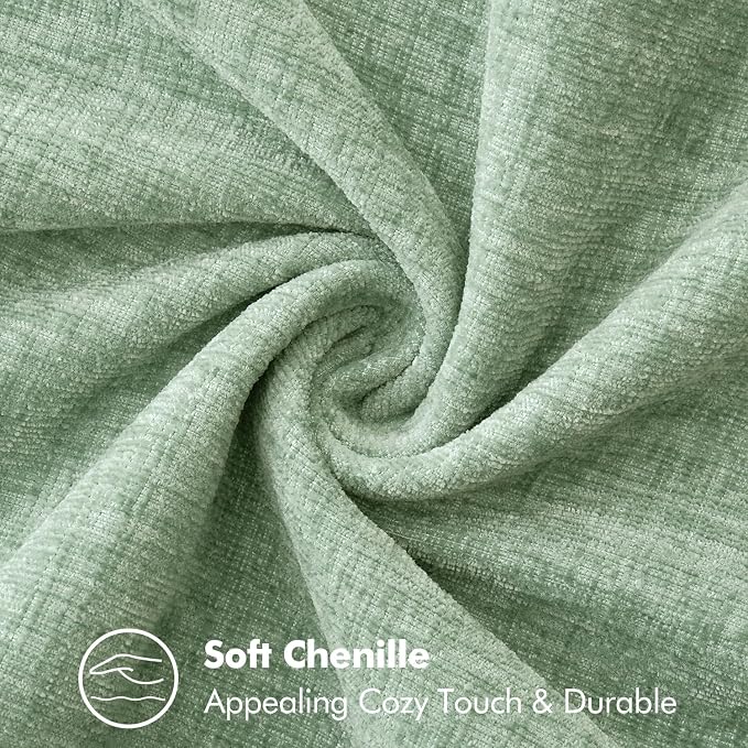 MIULEE Pack of 2 Summer Throw Pillow Covers 18x18 Inch Greyish Green Farmhouse Decorative Pillow Covers with Stitched Edge Soft Chenille Solid Dyed Pillow Covers for Couch Sofa Bed Living Room