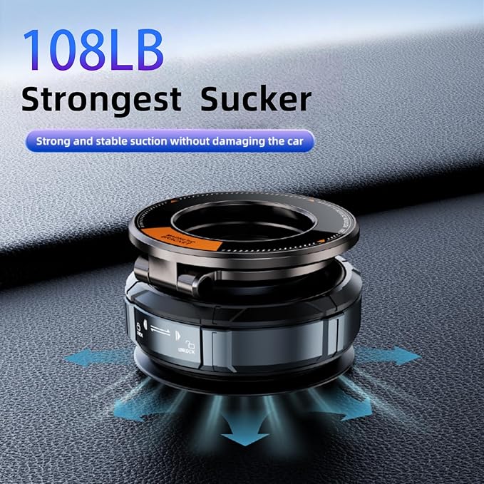 Car Phone Holder [Upgraded Strongest Magnetic Military-Grade Suction Cup] for Magsafe Magnetic 360° Adjustable Dashboard Windshield Vacuum Phone Mount Universal Automobile Cradle Cell Phone Stand