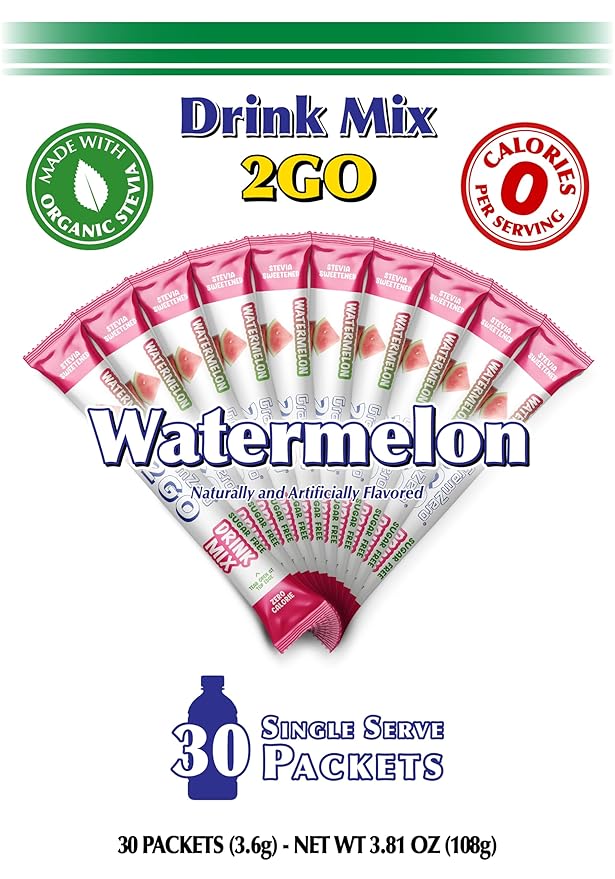 GramZero 2GO Sticks - Watermelon, Zero Calorie Sugar Free Drink Mix, Stevia Sweetened, Great For Nutrition Club Loaded Tea To Go Kits