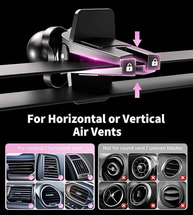 for Magsafe Car Mount Charger, [2025 Upgrade] 15W 2in1 Magnetic Wireless Car Charger, for Magsafe Car Charger, Vent/Dashboard Phone Holder, ONLY for iPhone 17 16 15 14 13 12 Series (Pink)
