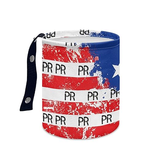 Car Trash Can with Hanging for Back Seat, Car Accessories for Women Men Automotive Garbage Cans Vehicle Trash Can for Truck SUVPuerto Rico Flag