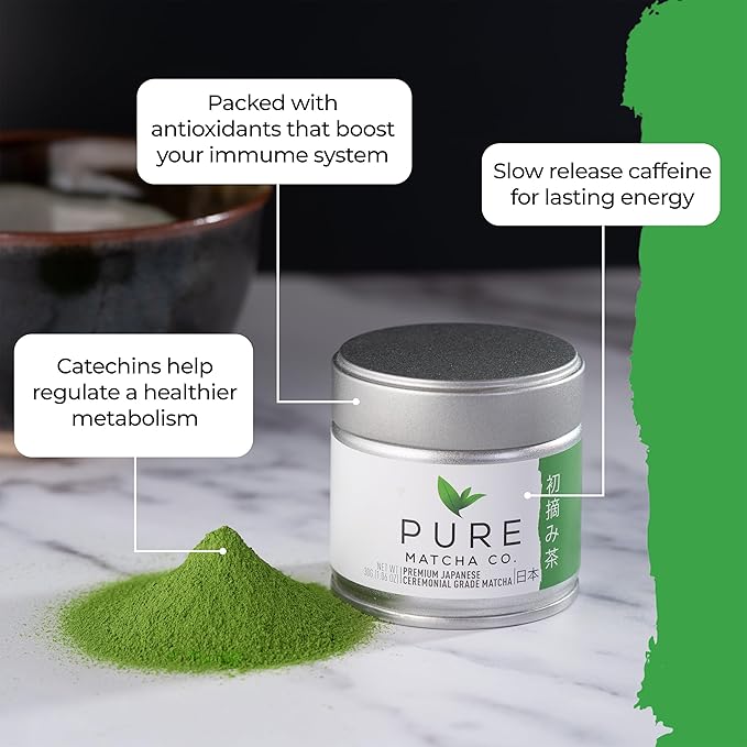 Pure Matcha Co | Premium Ceremonial Grade Matcha Green Tea Powder | Authentic Japanese Origin | Sugar Free | 30g, 1.06oz
